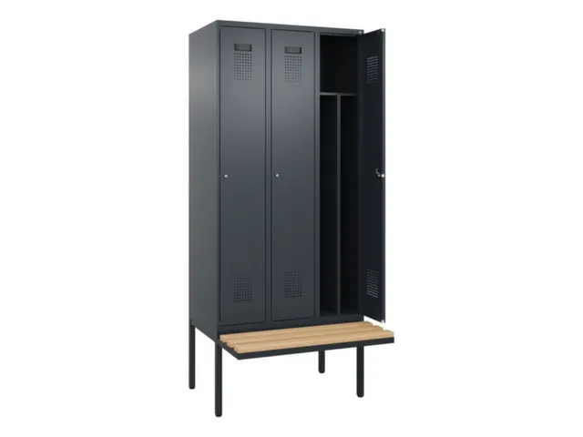locker met bank,voor scheiding van kleding,HxBxD 2120x900x815mm,3vak
