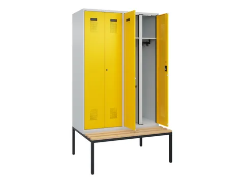 locker met bank,voor scheiding van kleding,HxBxD 2120x1200x815mm,4vak