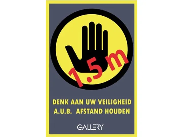Sticker Waarschuwing Houd 1,5 Meter Afstand A5 Nederlands