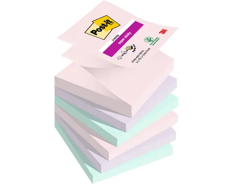 Memoblok Post-it Z-Notes R330 Super Sticky 76x76mm Soulful 6 stuks