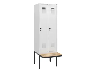 locker met bank,HxBxD 1950x600x815mm,2vak,vak B 300mm,draaigrendel - 2