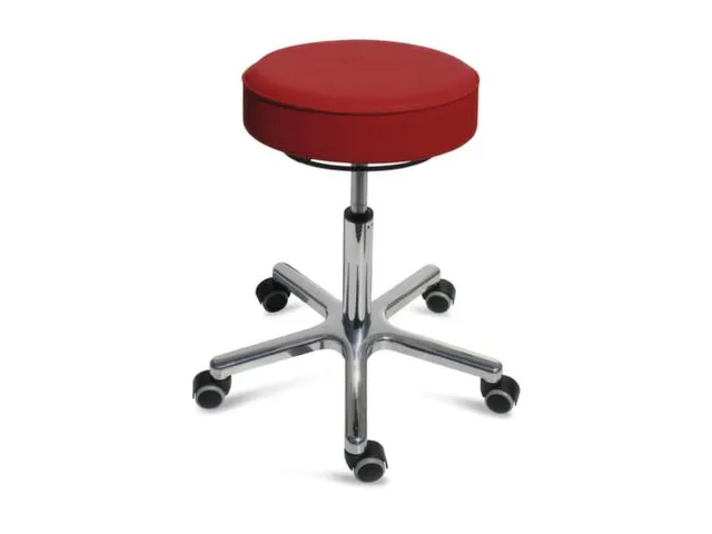 Draaikruk met Wielen 460-590mm Zitting Kunstleer Rood Aluminium