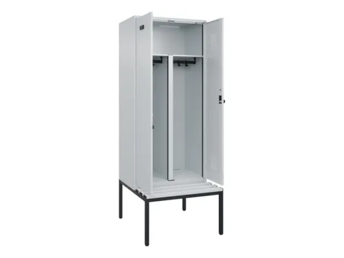 PBM-locker met bank,HxBxD 2120x800x815mm,2vak,vak B 400mm,draaigrendel