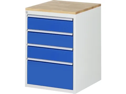 ladekast 825x580x650mm 4laden cilinderslot RAL7035 RAL5010 beuken