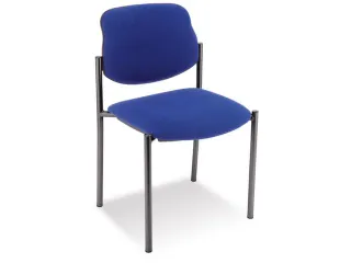 Bezoekersstoel,4Voeten Ronde Buis Zwart,Zitting Stof Blauw - 2