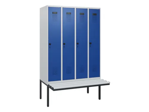 locker met bank,HxBxD 1950x1200x815mm,4vak,vak B 300mm,draaigrendel