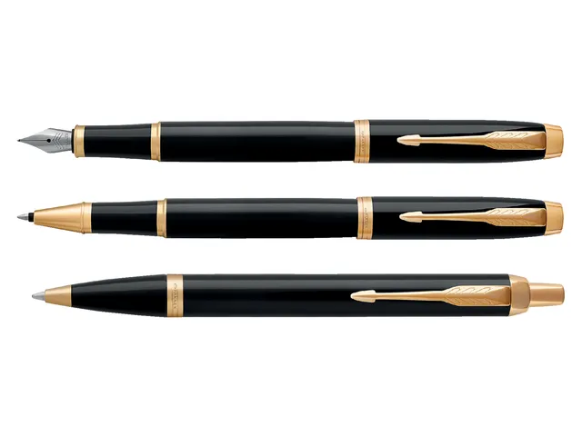 Balpen Parker IM Black Lacquer GT Medium Blauwe inkt