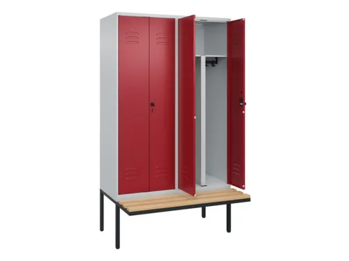PBM-locker met bank,HxBxD 2120x1200x815mm,4vak,vak B 300mm