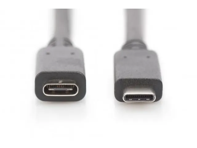 USB Type-C verlengkabel St/Bu 0,7m Gen2 5A 10GB 3.1-versie Zwart