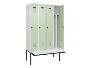 locker met bank,voor scheiding van kleding,HxBxD 2120x1200x815mm,4vak - 1