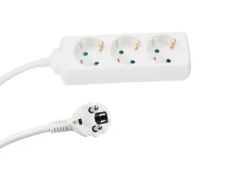 Contactdoos Met 3 Stopcontacten - 1.5m Kabel - WIT - Randaarde - 3