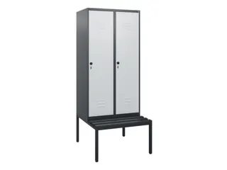 locker met bank,HxBxD 1950x800x815mm,2vak,vak B 400mm,draaigrendel - 1