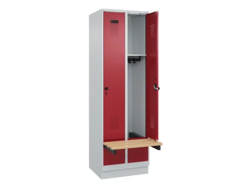 locker met bank,HxBxD 1950x600x815mm,2vak,vak B 300mm,draaigrendel