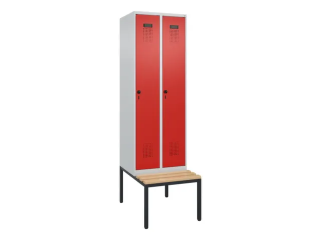 locker met bank,voor scheiding van kleding,HxBxD 2120x600x815mm,2vak
