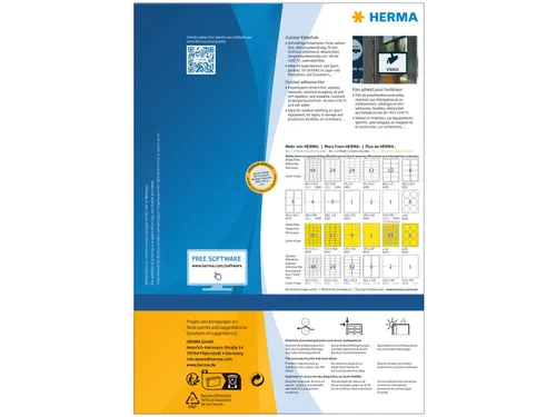 HERMA 9536 Weervast Outdoor folie-etiket A4 45,7x21,2mm Wit 1920 stuks