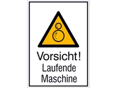 waarschuwings-combibord,v. binnen/buiten,Pas op! Draaiende machine