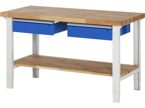 werkbank,HxBxD 790-1140x1500x700mm,beukblad,draagverm. 750kg,4voeten