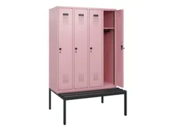 locker met bank,HxBxD 1950x1200x815mm,4vak,vak B 300mm,draaigrendel