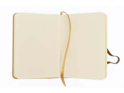 Schetsboek Kangaro A6 okergeel PU hardcover 80 blad 140 grams roomwit