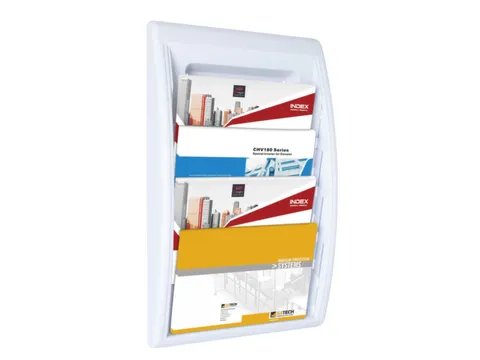 wandfolderhouder HxBxD 650x395x95mm 4x vak 240x320mm wit
