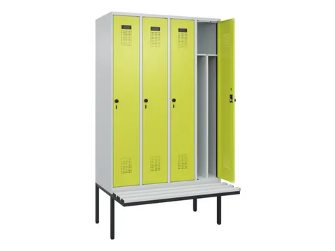 locker met bank,voor scheiding van kleding,HxBxD 2120x1200x815mm,4vak