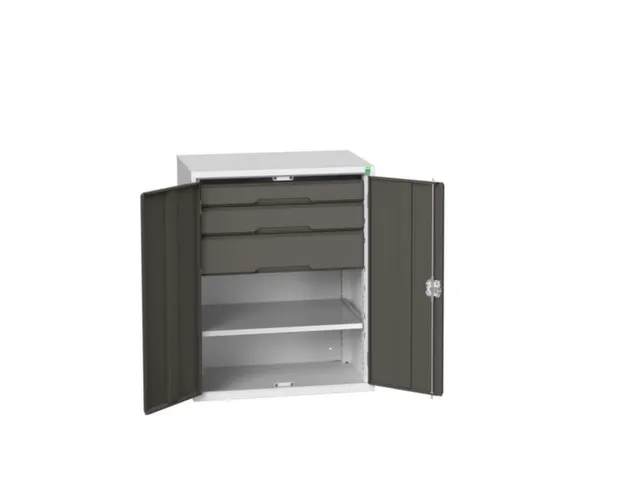 universele kast,HxBxD 1000x800x550mm,1xStalen bodem,3lade(n)