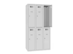 Dubbeldekse lockerkast,HxBxD 1800x900x500mm,3x2vak.,draaigrendel
