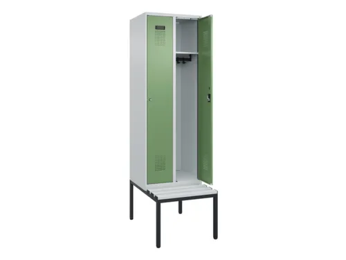 locker met bank,HxBxD 2120x600x815mm,2vak,vak B 300mm,cilinderslot