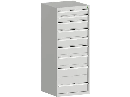 ladekast HxBxD 1600x650x650mm 9laden RAL7035 front RAL7035