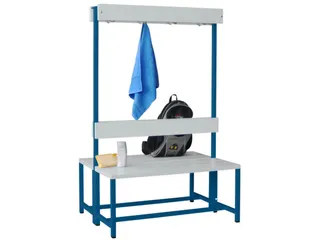 Omkleedbank 1000mm Kunststof Zitlat Kledinghaken Dubbelzijdig Ral5010 - 2