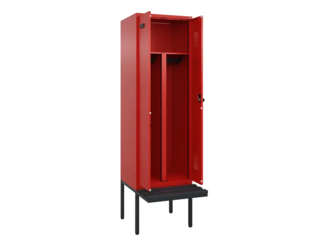 PBM-locker met bank,HxBxD 2120x600x815mm,2vak,vak B 300mm,draaigrendel