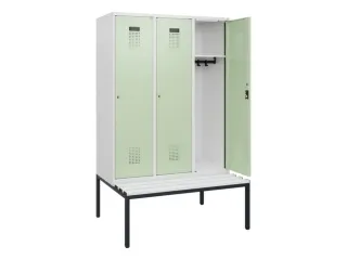 locker met bank,HxBxD 1950x1200x815mm,3vak,vak B 400mm,cilinderslot - 1