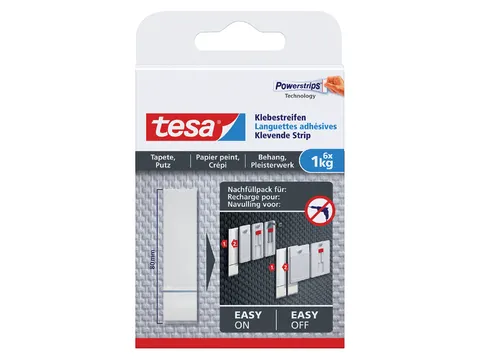 Kleefstrips tesa behang & pleisterwerk 1kg wit 6 stuks 6 stuks