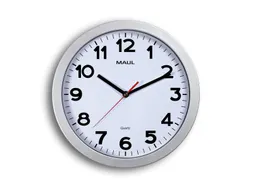 Wandklok MAUL Step Quartz Ø30x5cm kunststof zilver/wit stildraaiend