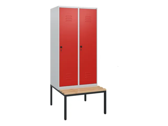 locker met bank,HxBxD 1950x800x815mm,2vak,vak B 400mm,draaigrendel