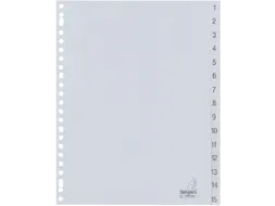 Tabbladen Kangaro A4 23-Gaats G415CM 1-15 Genummerd Grijs Pp
