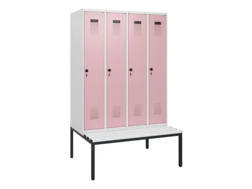 locker met bank,HxBxD 1950x1200x815mm,4vak,vak B 300mm,draaigrendel