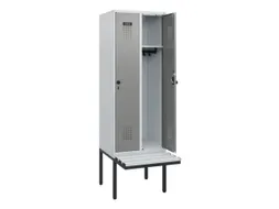 locker met bank,HxBxD 1950x600x815mm,2vak,vak B 300mm,draaigrendel