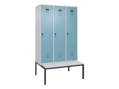 locker met bank,voor scheiding van kleding,HxBxD 2120x1200x815mm,3vak