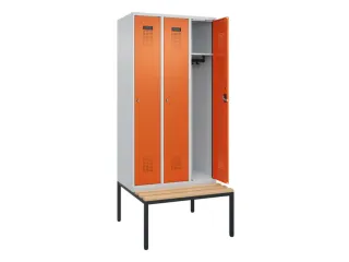 locker met bank,HxBxD 2120x900x815mm,3vak,vak B 300mm,cilinderslot - 1