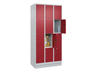 lockerkast,HxBxD 1950x900x500mm,3x4vakken,vak B 300mm,cil.-slot,sokkel - 1