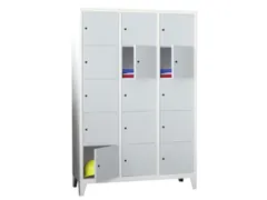 lockerkast,HxBxD 1850x1200x500mm,3x5vakken,RAL7035,front RAL7016