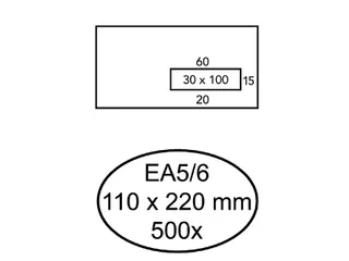 Envelop Quantore EA5/6 110x220mm Venster Rechts 30x100mm Wit Gegomd - 1
