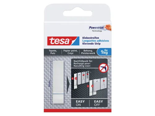 Kleefstrips tesa behang & pleisterwerk 1kg wit 6 stuks 6 stuks