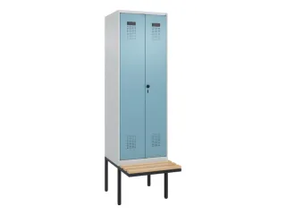 PBM-locker met bank,HxBxD 2120x600x815mm,2vak,vak B 300mm,draaigrendel - 2