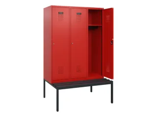 locker met bank,HxBxD 1950x1200x815mm,3vak,vak B 400mm,cilinderslot - 1