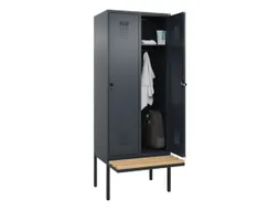 locker met bank,HxBxD 2120x800x815mm,2vak,vak B 400mm,draaigrendel