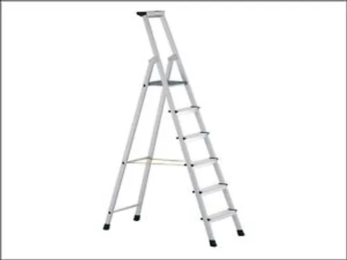 staande trap eenzijdig 7treden stand H 1 74m balk L 2 64m aluminium