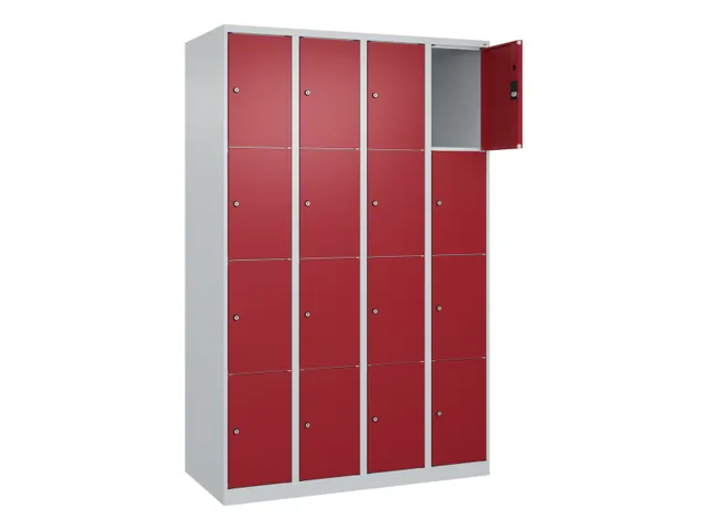 lockerkast,HxBxD 1850x1200x500mm,4x4vakken,vak B 300mm,cil.-slot