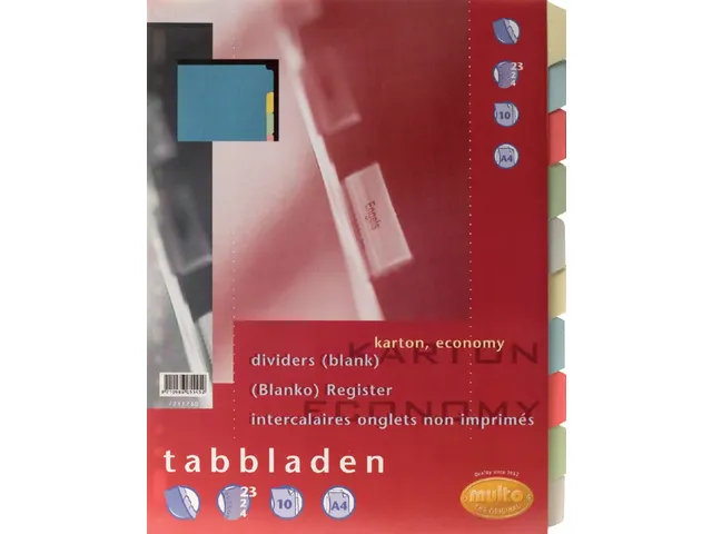Tabbladen Multo 7311730 A4 23-Gaats Karton 10-Delig Assorti